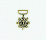 Antique Brass Anchor Medal Charm x5 - Click Image to Close